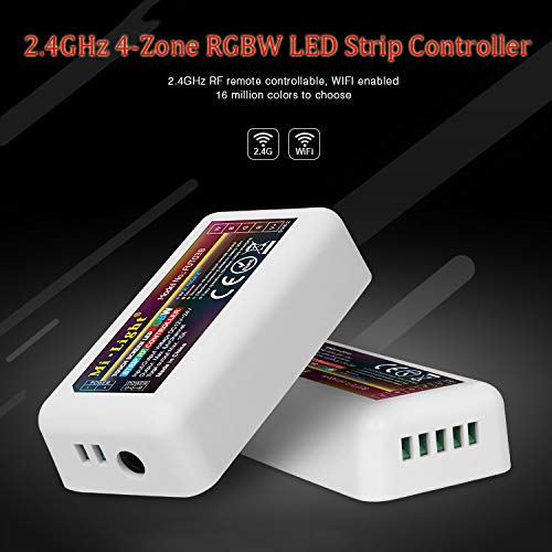 S NMT Mi Light Wireless RGBW Controller Kit, 4 Controllers + 4-Zone Remote, Model SNMTFUT038, ABS Material, 1 Remote + 4 Controllers
