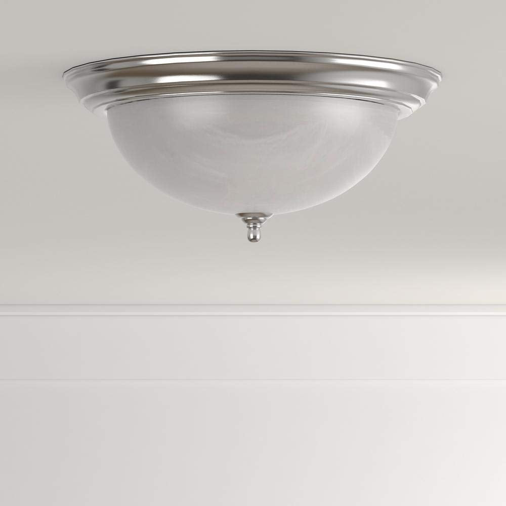 Progress Lighting P3926-09 Dome Glass Close-to-Ceiling Light Fixture, Alloy Steel, Nickel Finish