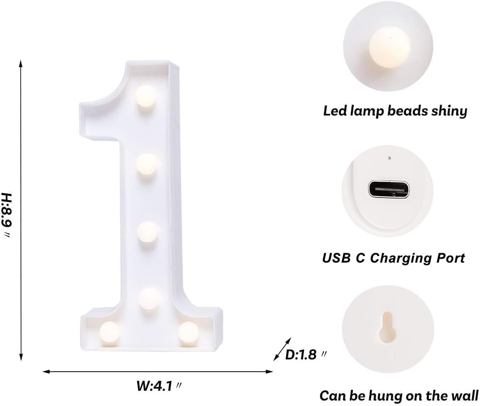 Foaky Rechargeable LED Letter Lights Sign for Home Bar Decoration, Warm-Rechargeable, Plastic, Model: Recharge-ABS, Size: 1