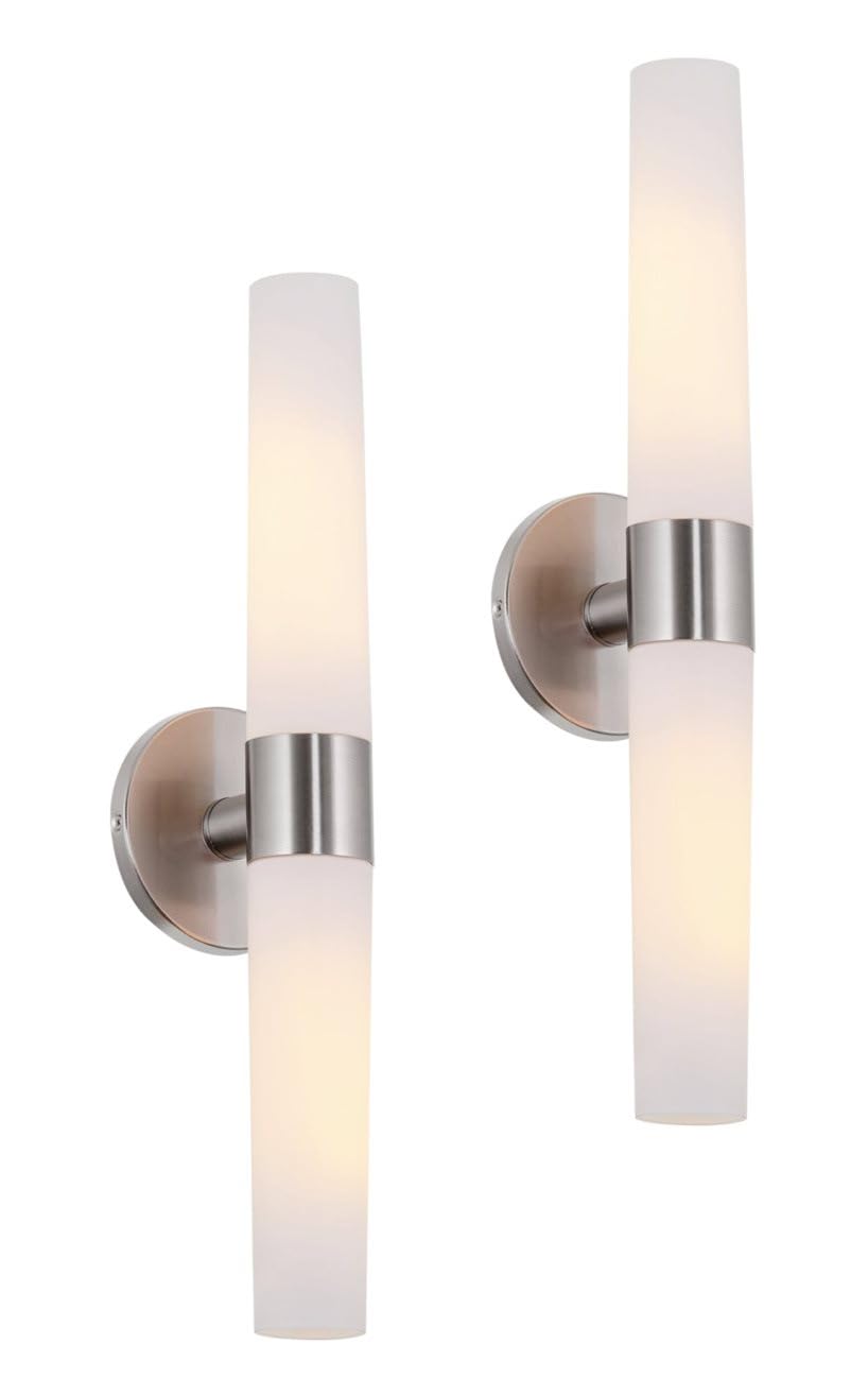 Kira Home Duo 21in Wall Sconce, Frosted Opal Glass Shades, Brushed Nickel Finish, 2-Pack, Model RV-W131-1747-BN-P2
