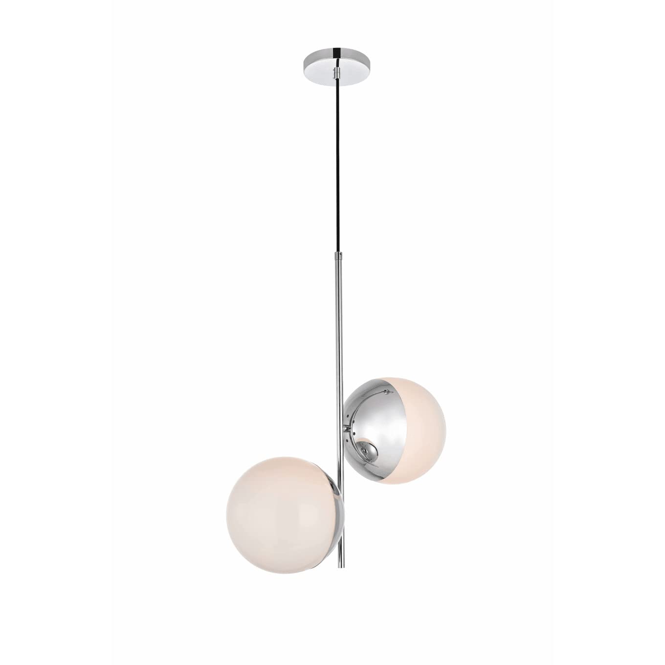 Living District Eclipse 2 Lights Black Pendant With Frosted White Glass