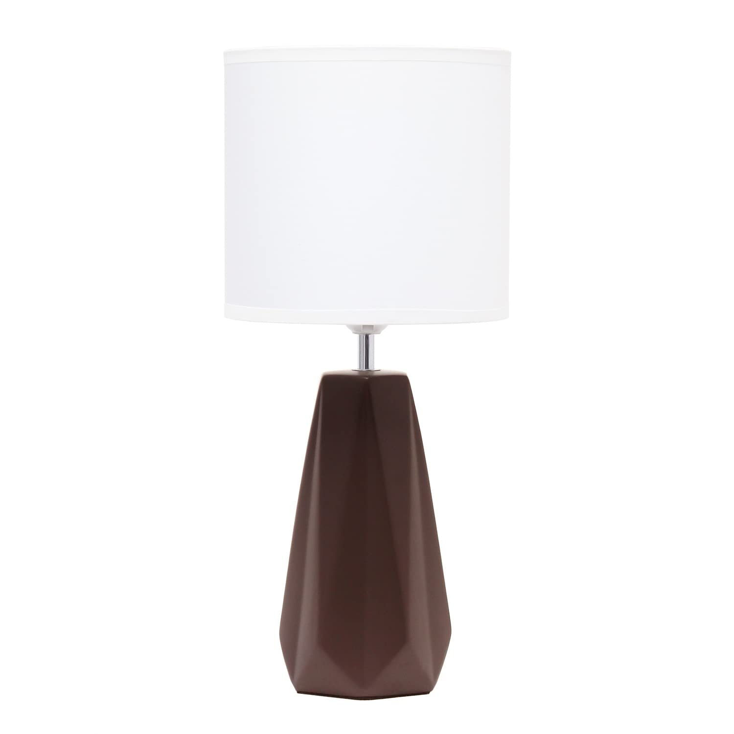 Simple Designs Ceramic Table Lamp, 8inL x 8inW x 17.5inH, Espresso Brown, Model LT2082-BWN
