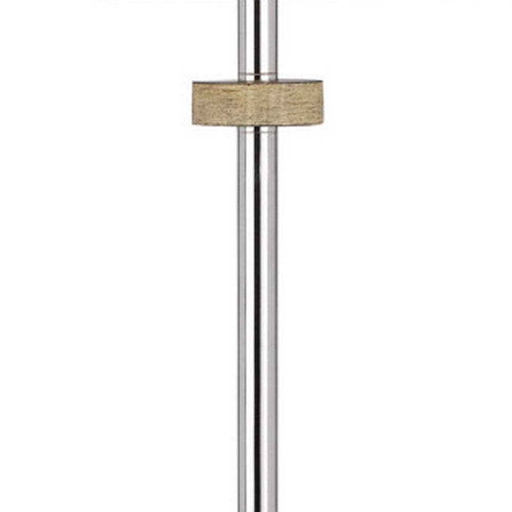 Homeroots Chrome Traditional Floor Lamp - 61 In. Tall With White Square Shade - Metal Construction