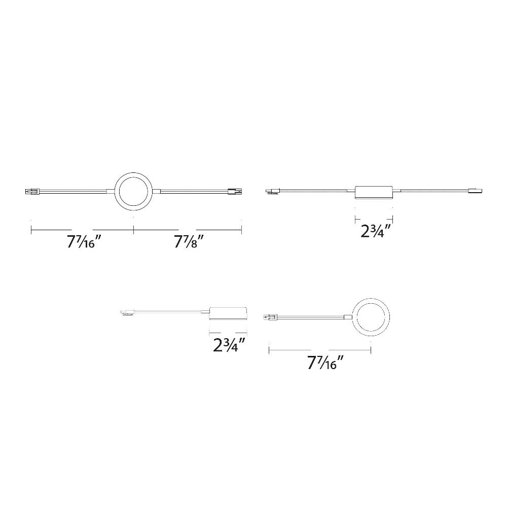 Wac Lighting, Three Led Puck Lights With 2-Double And 1-Single 6In Lead Wire And 6Ft Power Cord With Roll Switch 3-Cct Selectabl