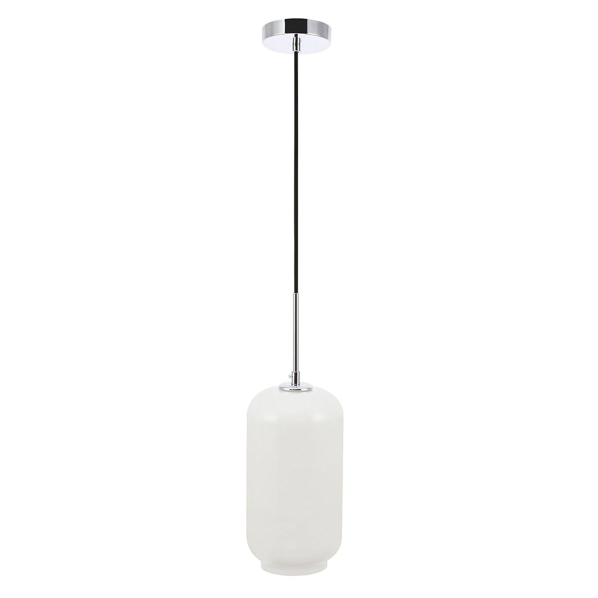 Living District Chrome Pendant Light With Frosted White Glass - Modern Ceiling Fixture