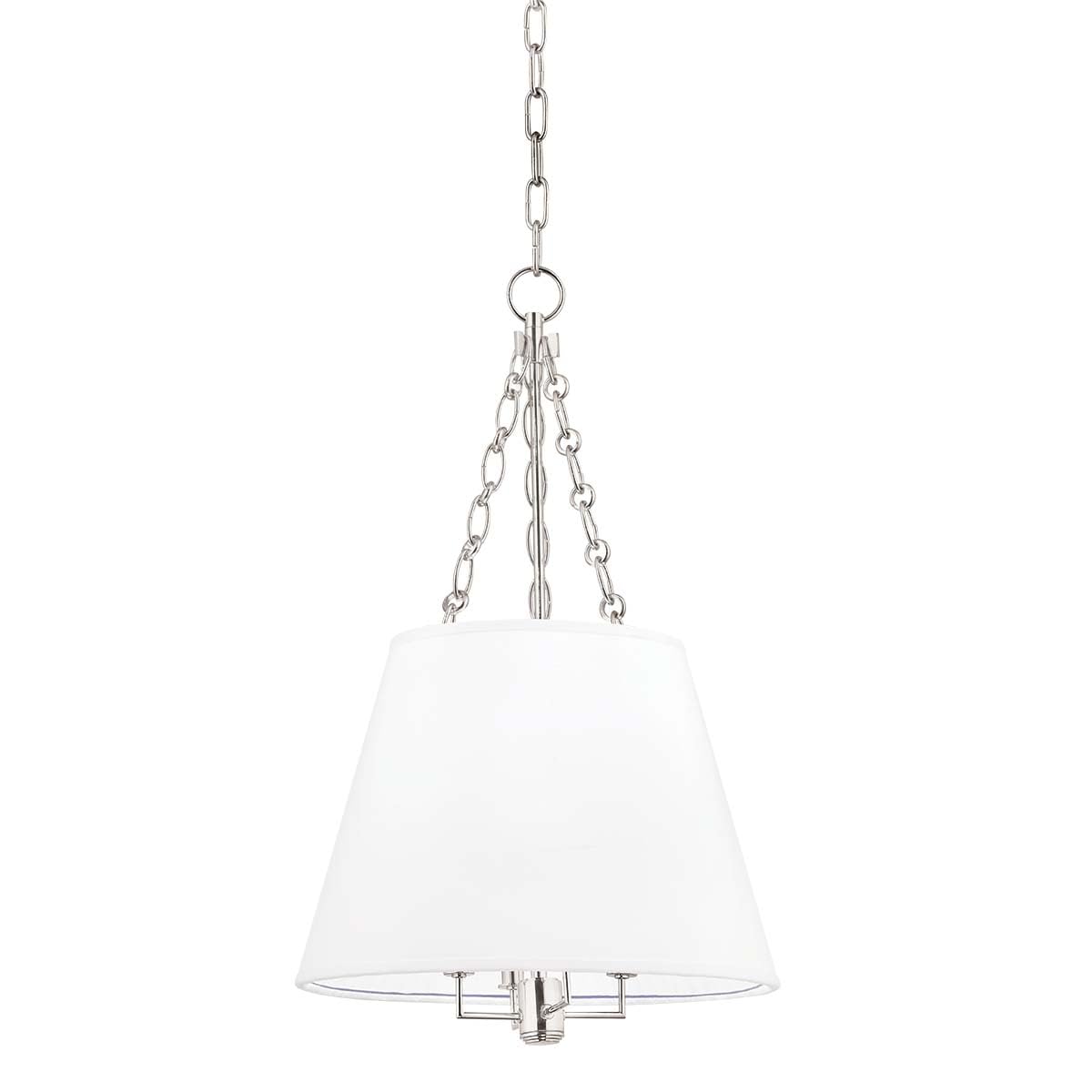 Hudson Valley Lighting 6415-PN Burdett - Four Light Pendant, Polished Nickel Finish with White Faux Silk Shade, 15