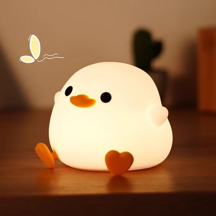 Emmanoth DoDo Duck Night Light, Cute Duck Lamp, Soft Silicone Dimmable Nursery Night Light, Touch Control & Rechargeable Night L