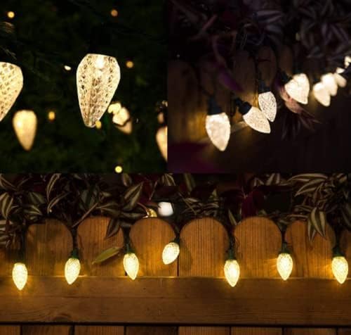 Kaq 2Pk 100Led Warm White C9 Christmas Lights Waterproof Indoor Outdoor  98Ft Extendable C9 String Lights Plug In With 13 Lighting Modes  Christmas Decorations For Party Patio  Outside Yard Decor