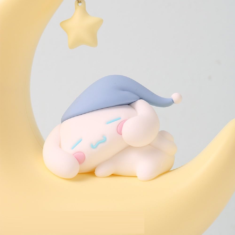 noxozoqm Cute Moon Night Light, Kawwai LED Light Desk Lamp, Bedroom Decor Rechargeable Birthday Present Surprise Gift for Girls