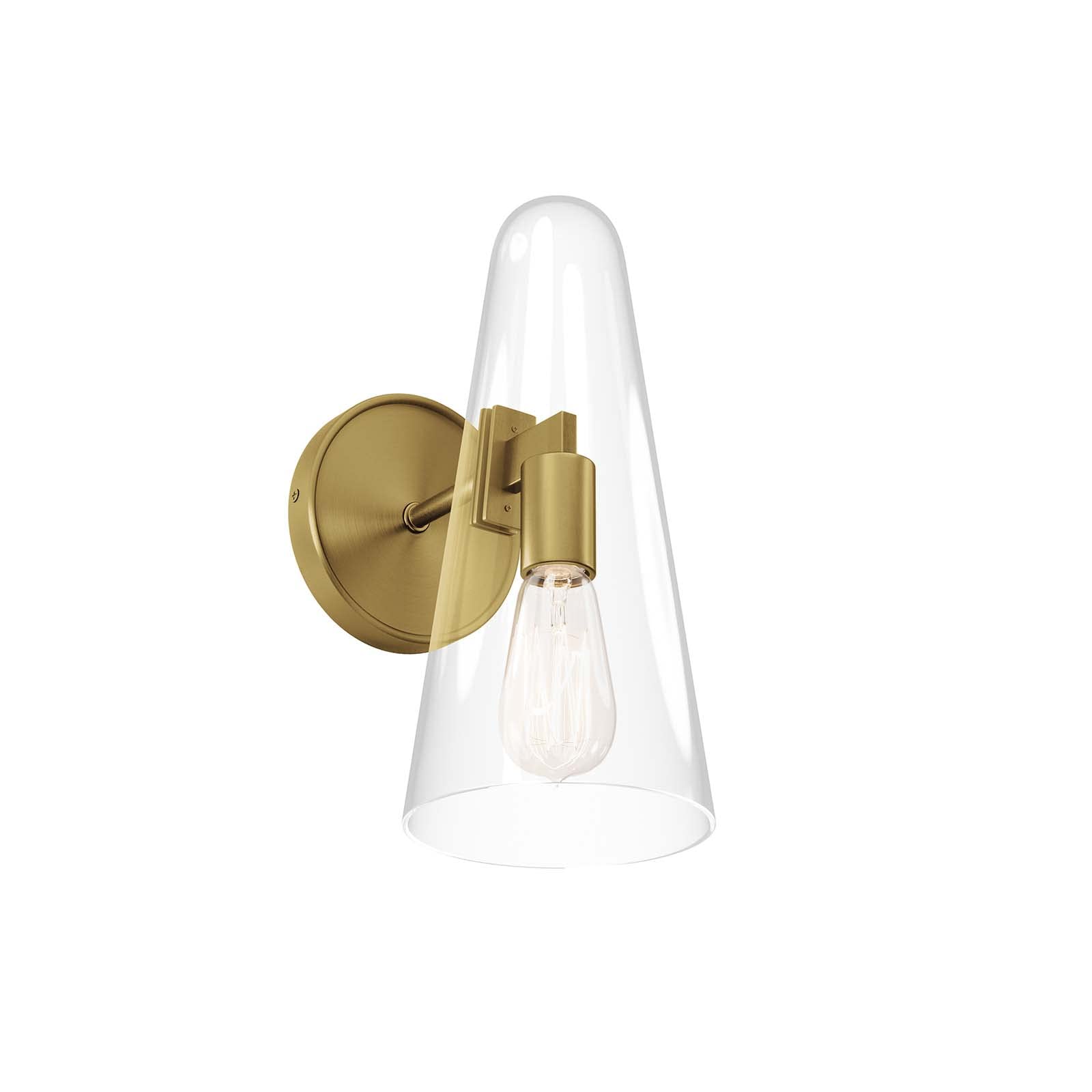 Beacon 1-Light Wall Sconce in Clear Satin Brass