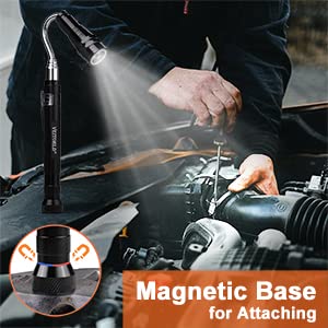 Veitorld Gifts For Men Dad Husband Him, Extendable Magnetic Flashlight, 2 Pack Led Telescoping Magnet Pickup Tool, Anniversary B