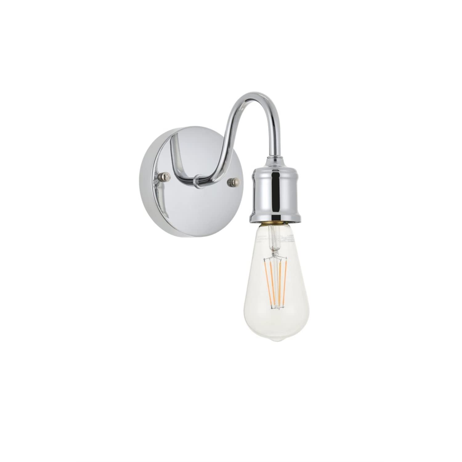 Living District Chrome Mid-Century 1-Light Metal Wall Sconce