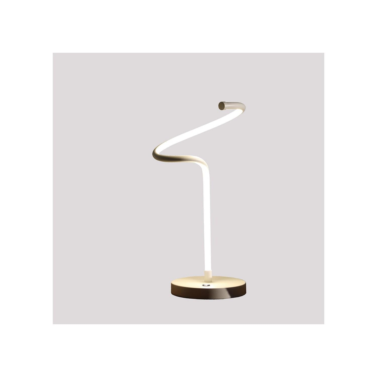 Ore International 19-Inch Led Matte White Curvilinear S-Curve Spiral Tube Led Table Lamp