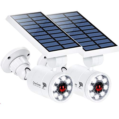 Solar Motion Sensor Light Outdoor Of 2, 1400-Lumen 9W(110W Equ.) Aluminum Solar Flood Security Emergency Spotlights For Yard Fence House Patio Stairs Trees Garden, 100-Week 100% Free Replacement