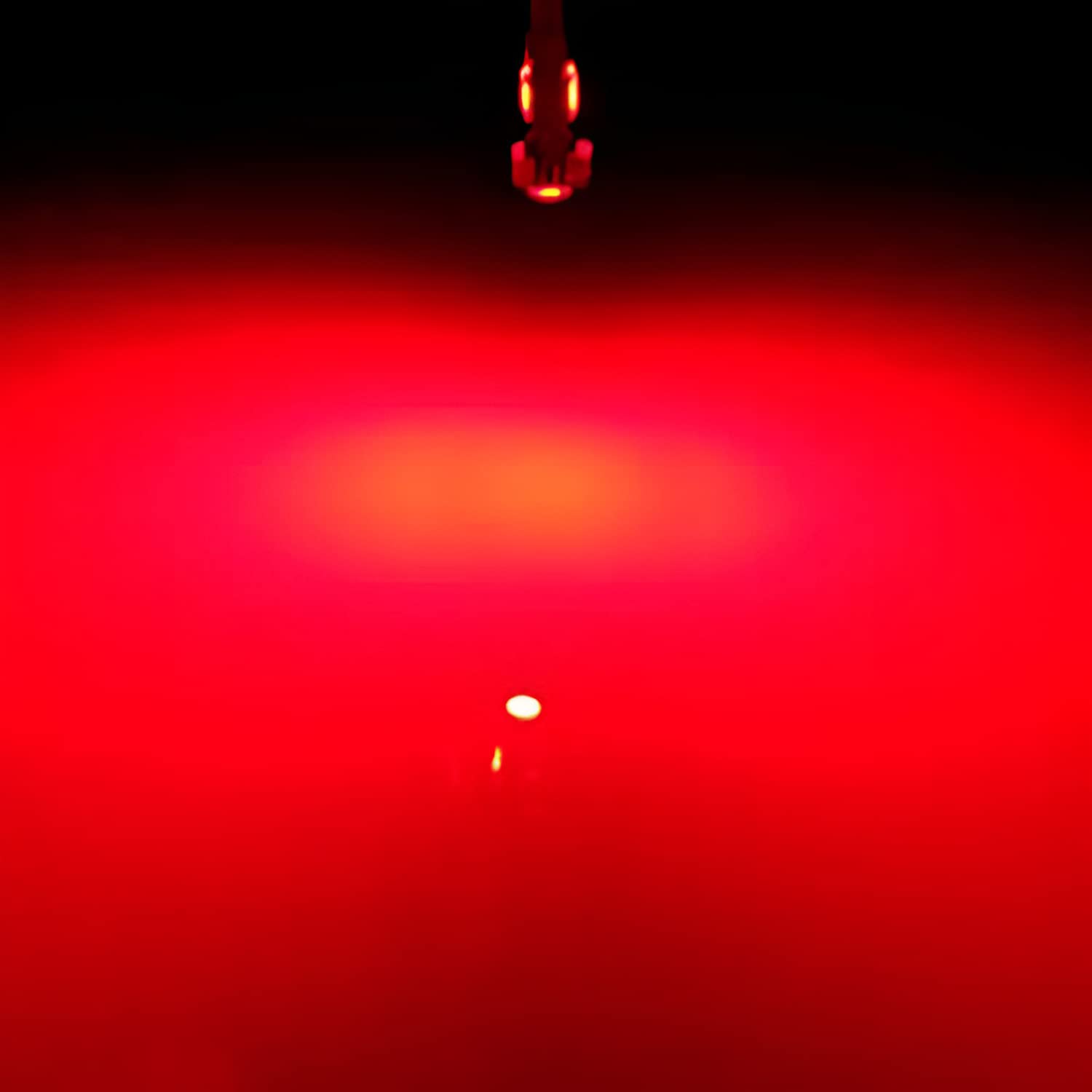 AUXLIGHT T5 LED Bulb Pack of 10 - Super Bright 12V, 3030 Chips, Brilliant Red, Interior Dome/Map/Instrument Panel Lighting