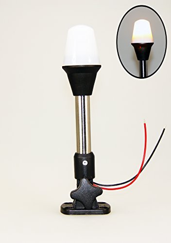 Pactrade Marine 12V Marine Boat Yacht Pontoon Navigation Anchor Light 360 Degrees All Around White Color Splashproof Black Housing (Incandescent Fold Down Base (H=10.5&quot;))