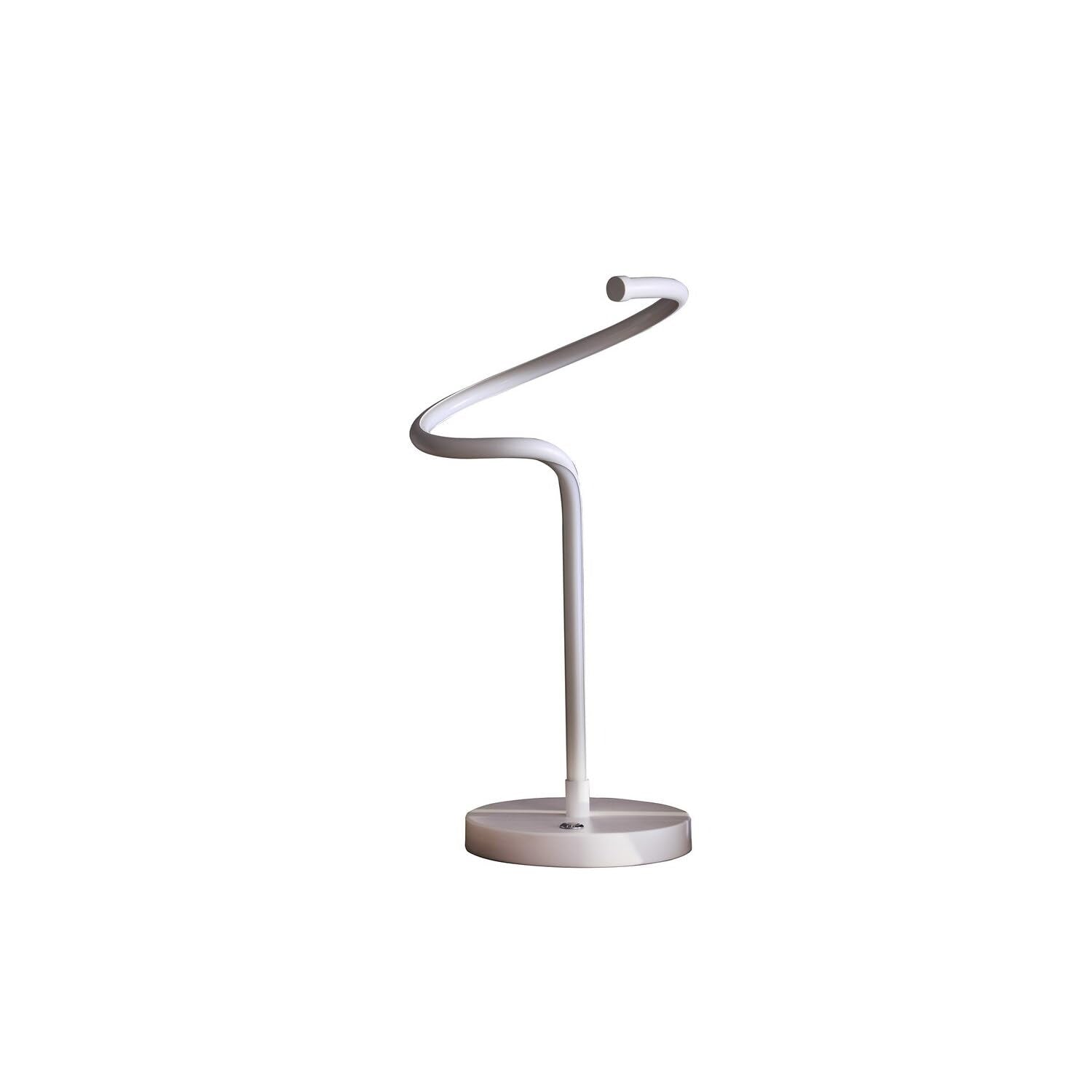 ORE International 19-Inch LED Matte White Curvilinear S-Curve Spiral Tube LED Table Lamp
