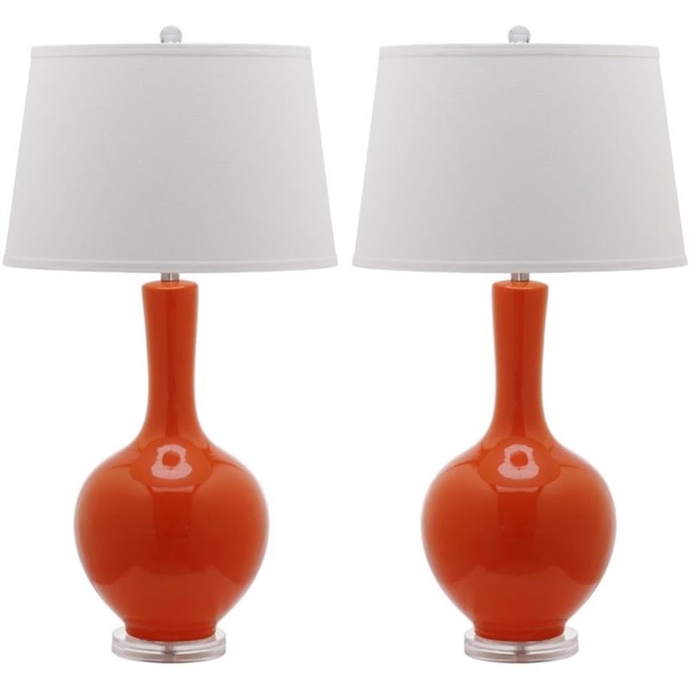 Safavieh Lighting Collection Blanche Gourd Orange Table Lamp, Set Of 2