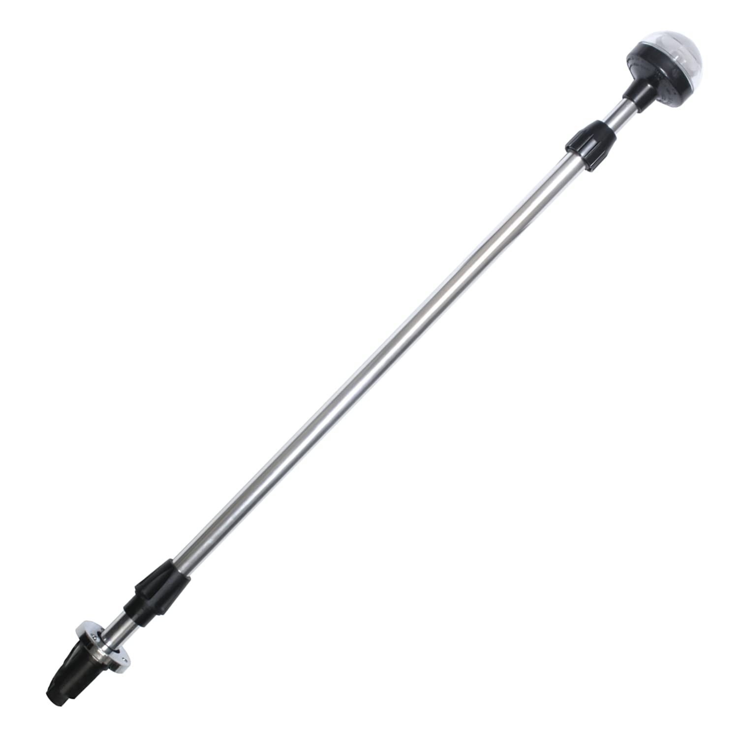 Seasense 26”-48” Telescoping All-Round Stern Light W/Base - 2 Nautical Mile Range - Adjustable, Stowable Chrome Light For Boats, Kayaks, Canoes & Pontoons Up To 39 Feet - Meets Uscg Requirements