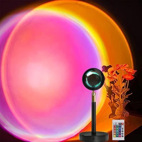 Sunset Projection Lamp,16 Colors Projector Lights Rotation Rainbow Projection Lamp 180 Degree USB Charging Lighting, Romantic Su