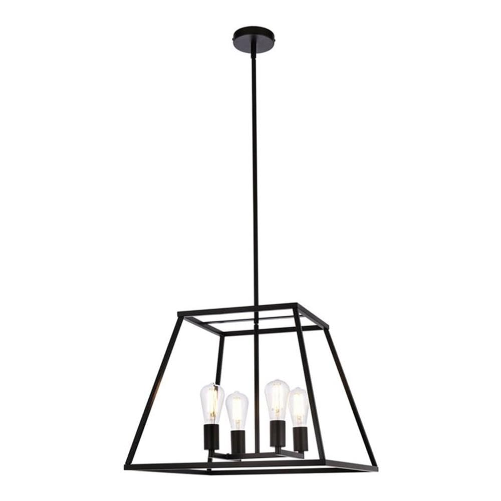 Living District Declan 4-Light Farmhouse Metal Pendant in Black Finish