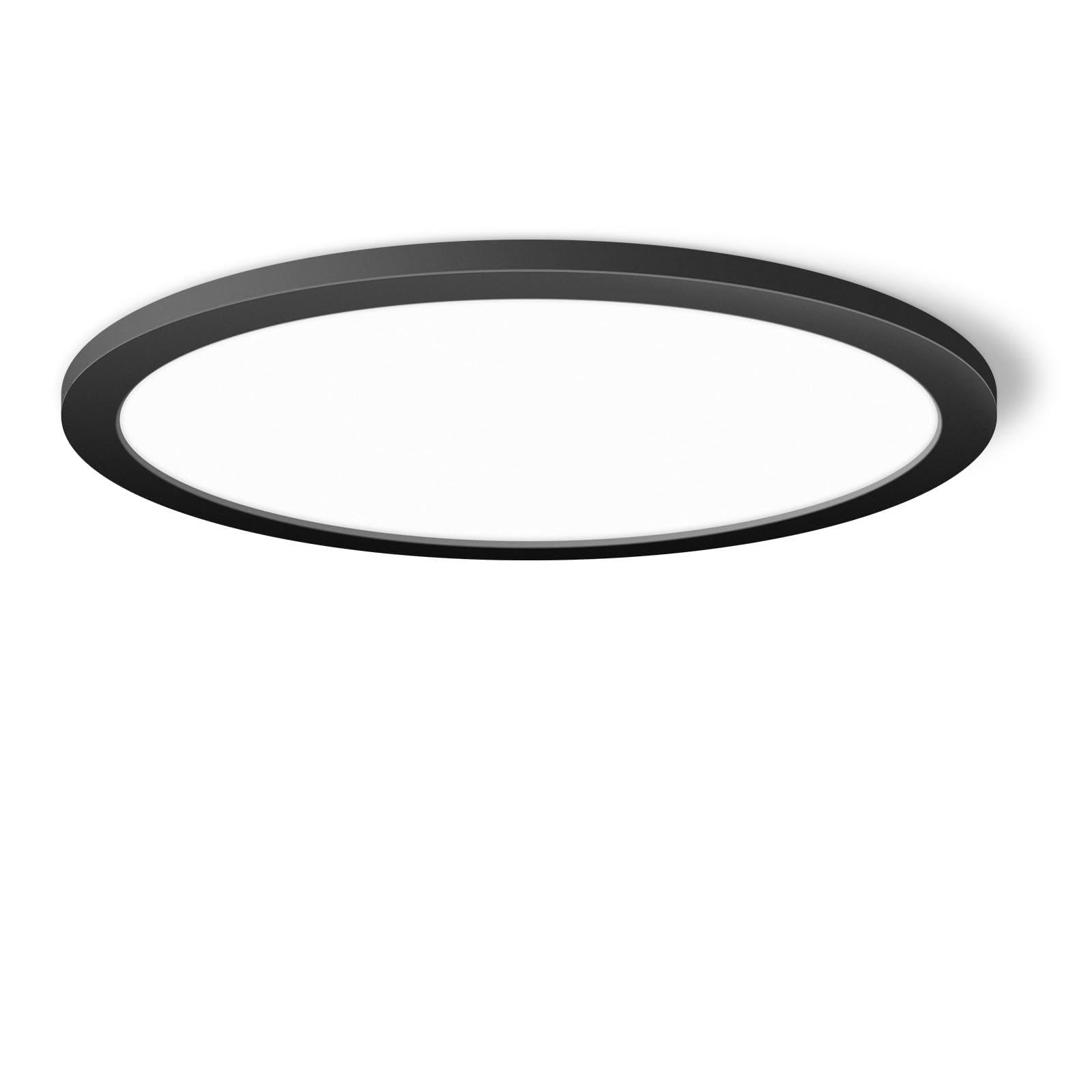 Mw Led Flush Mount Ceiling Light, 16 Inch Round Black Ceiling Light,30W 120V 5Cct Dimmable, Close To Ceiling Light Fixtures For 