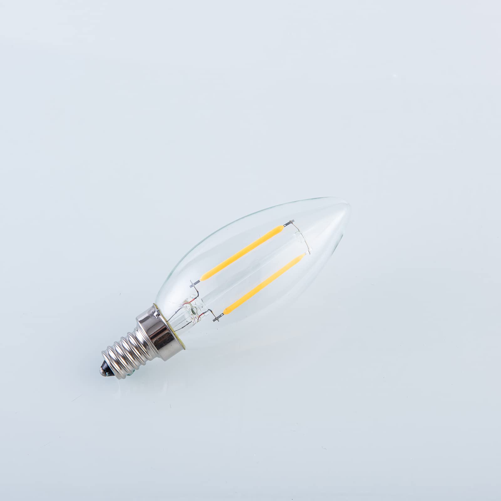 Beonllay 2W LED Candelabra Bulb, Dimmable 2700K Warm White, B11 Clear Glass, 12 Pack
