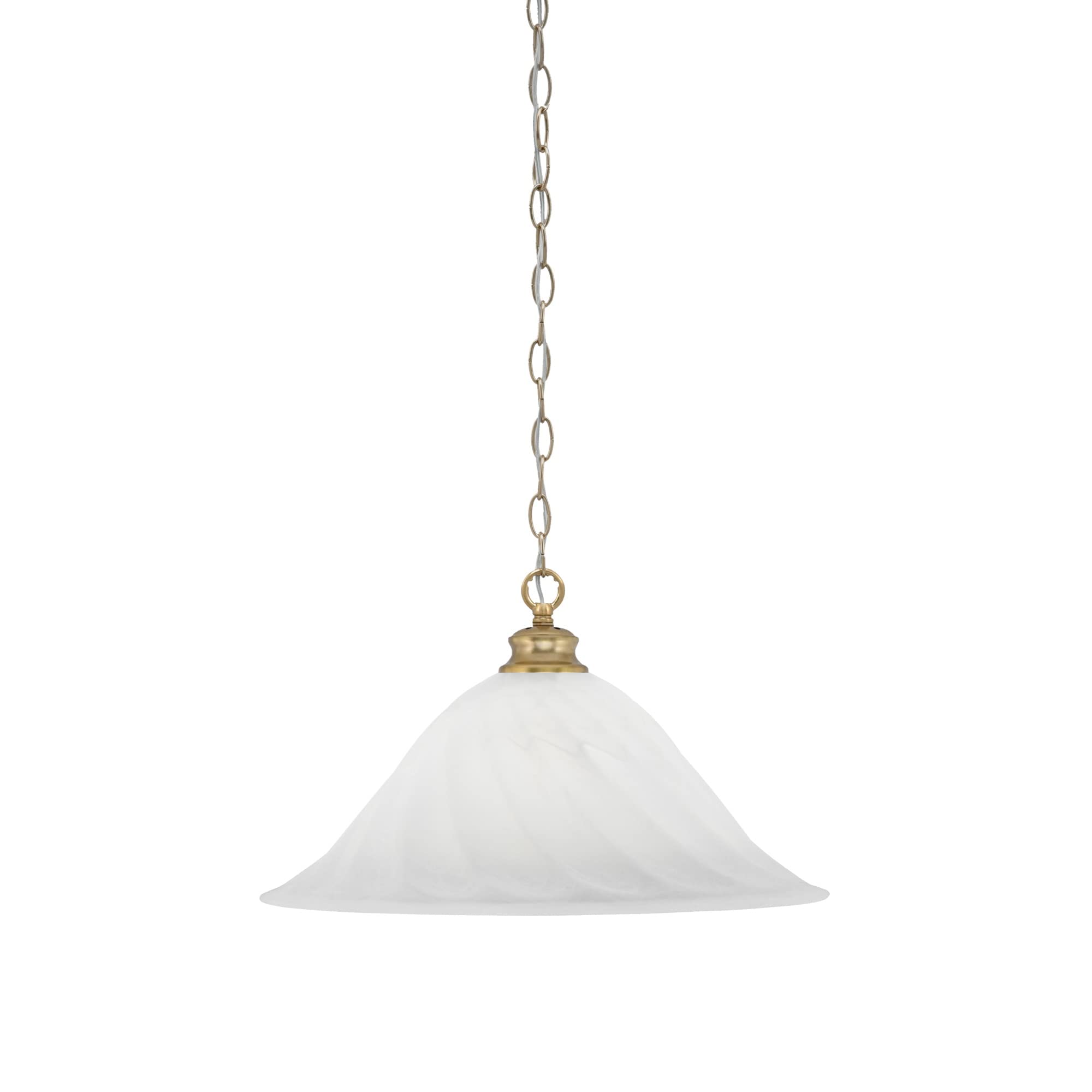 Toltec Lighting Chain Hung Pendant Shown in New Age Brass Finish with 20&quot; White Alabaster Swirl Glass