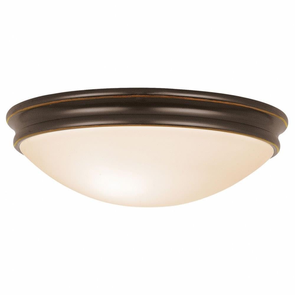 Atom - 3-Light 14 Flush Mount - Oil Rubbed Bronze Finish - Opal Glass Shade