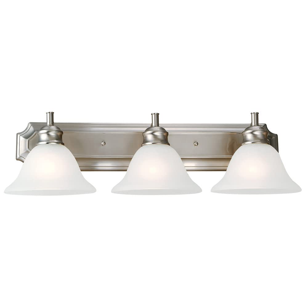 Design House 510263 Bristol Vanity Light Dimmable With Frosted Glass For Above Bathroom Mirror, 3, Satin Nickel
