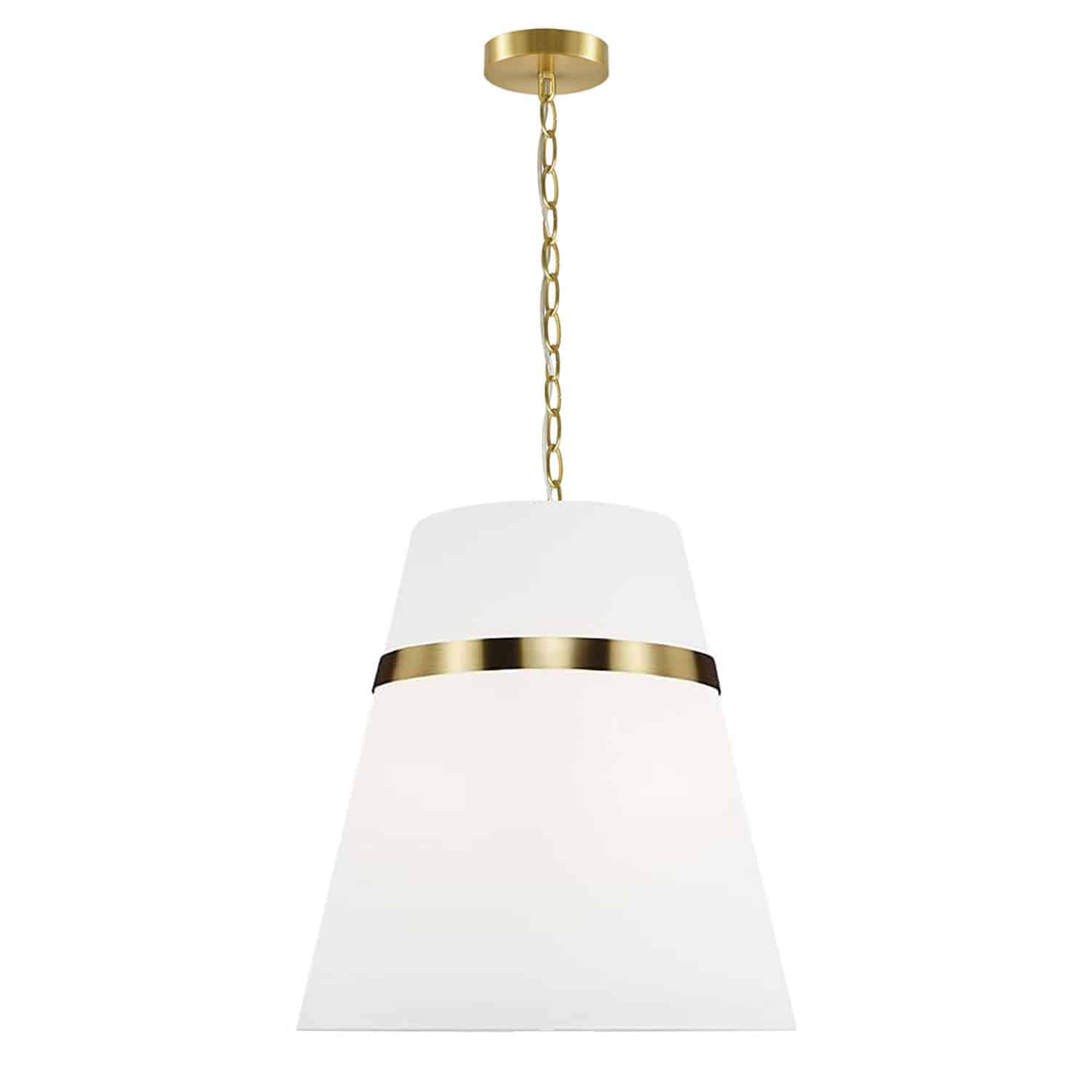 Dainolite SYM-183P-AGB-WH White Pendant Light, Brass Material, Fabric Shade