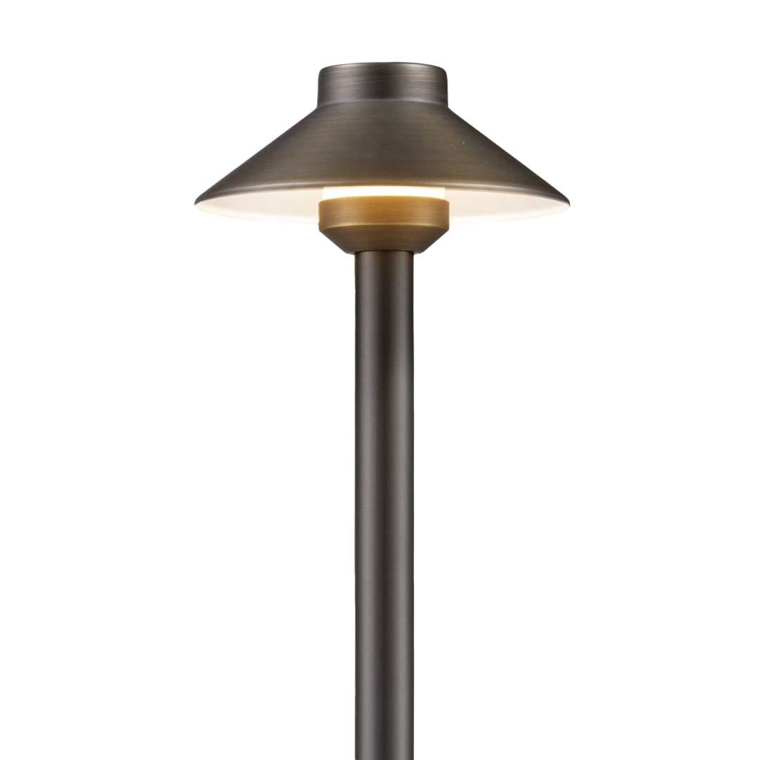 Gardenreet Outdoor Brass Pathway Lights - Low Voltage Landscape Path Lighting Wired, 12V Walkway Light Led Ip65 Waterproof, Hat-Top Bronze For Outside Garden Yard Driveway G4 Bulb Not Included