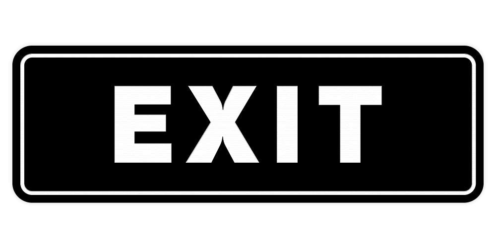 All Quality Standard Exit Wall or Door Sign | Durable Plastic and Easy Installation | Double-Sided Foam Adhesive Tape - Black - 