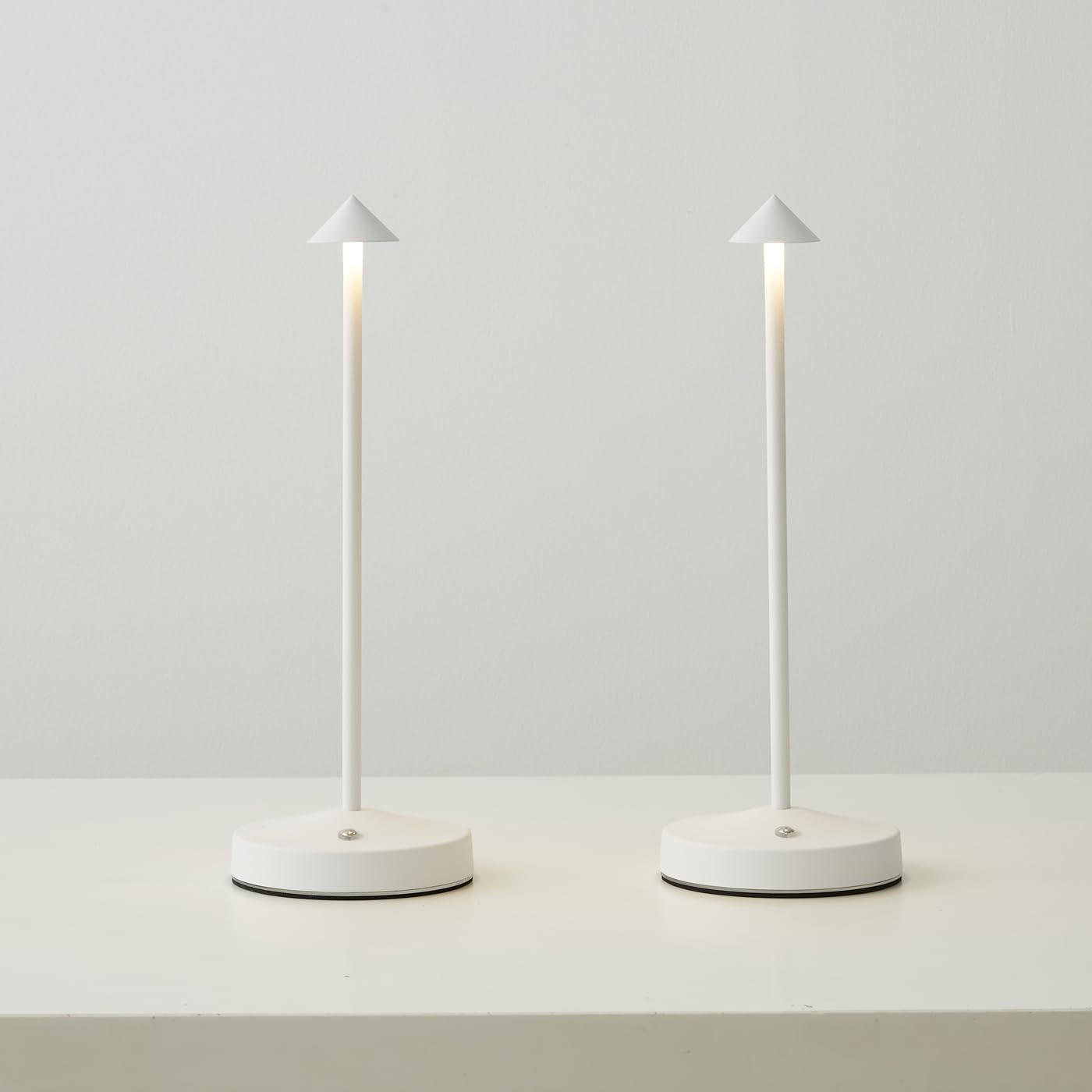 eypid Cordless Table Lamps, Battery Rechargeable, 2-Pack, Dimmable, Minimalist Design, Iron, White, Model JB0064-2W