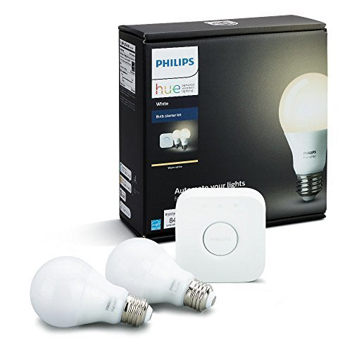 Philips Hue White A19 LED Smart Light Bulb Starter Kit, 2 Count, Dimmable, Works with Alexa, Apple HomeKit, Google Assistant