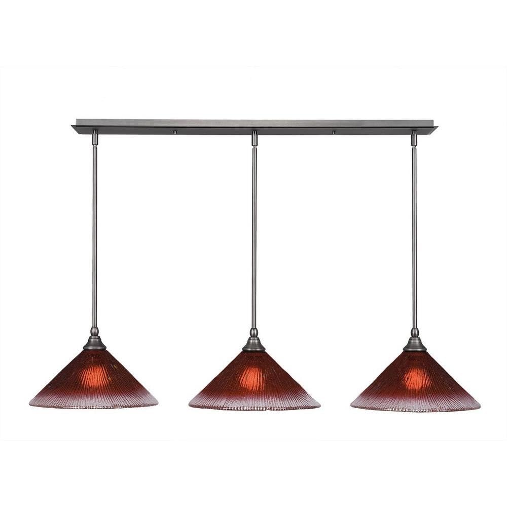 Toltec Lighting 3 Light Linear Pendalier In Brushed Nickel (36-Bn-706)