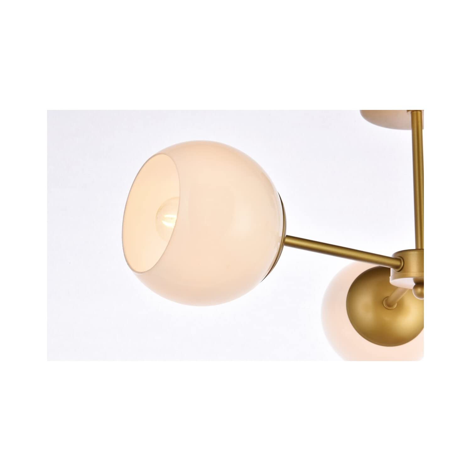 Living District 3-Light Mid-Century Flush Mount, Brass and White, Iron, Model LD649F26BR