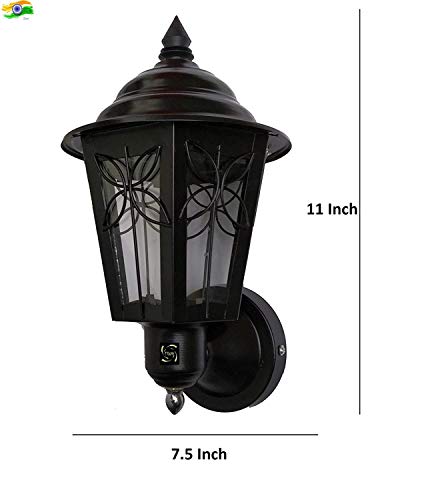 Lyse Decor Modern Design Stairs Shape Waterproof Gate Light, Pillar Lamp, Garden (Pair of 2 Pieces) (Black..)