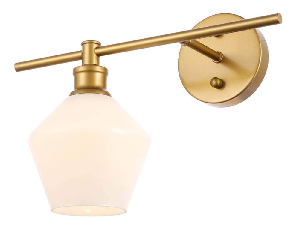 Living District Brass Wall Sconce With Frosted White Glass - 1 Light Fixture