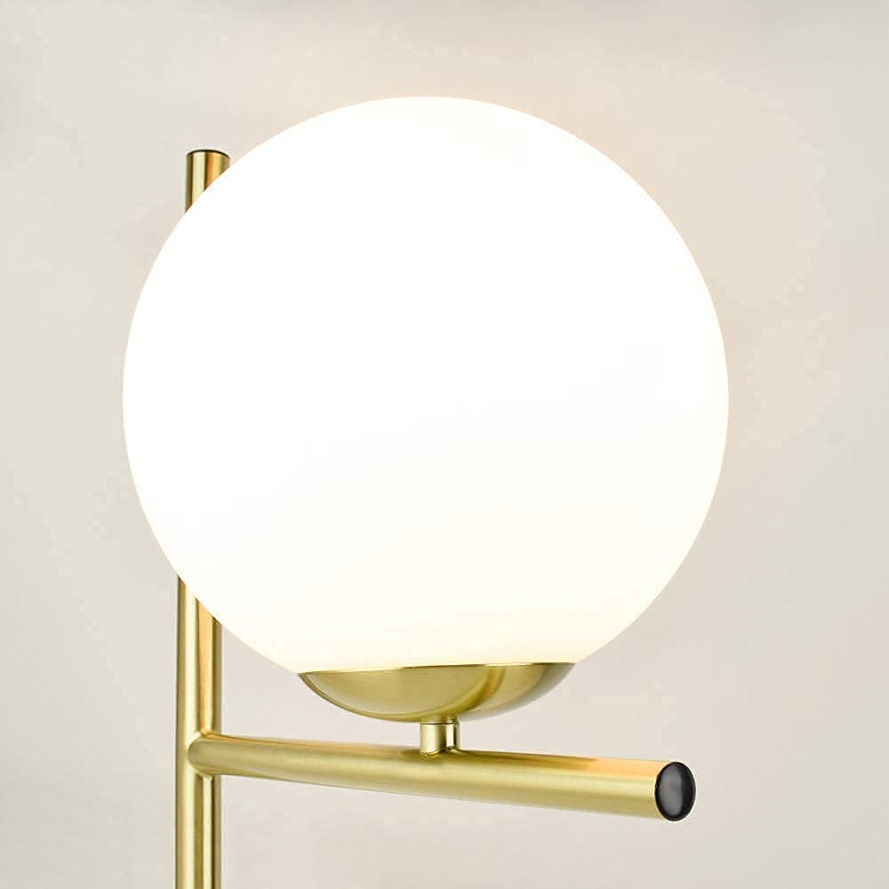 DINGLILIGHTING DLLT LED Floor Lamp, Frosted Glass Globe, Energy Saving, Sphere-Gold, Model PY-F1036G