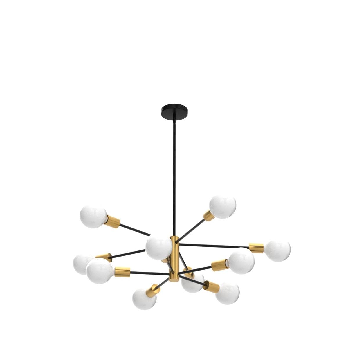 RUIYEY 10-Light Sputnik Chandelier, Modern Black and Gold Metal Ceiling Light Fixture for Kitchen Island, Living Room, Dining Room