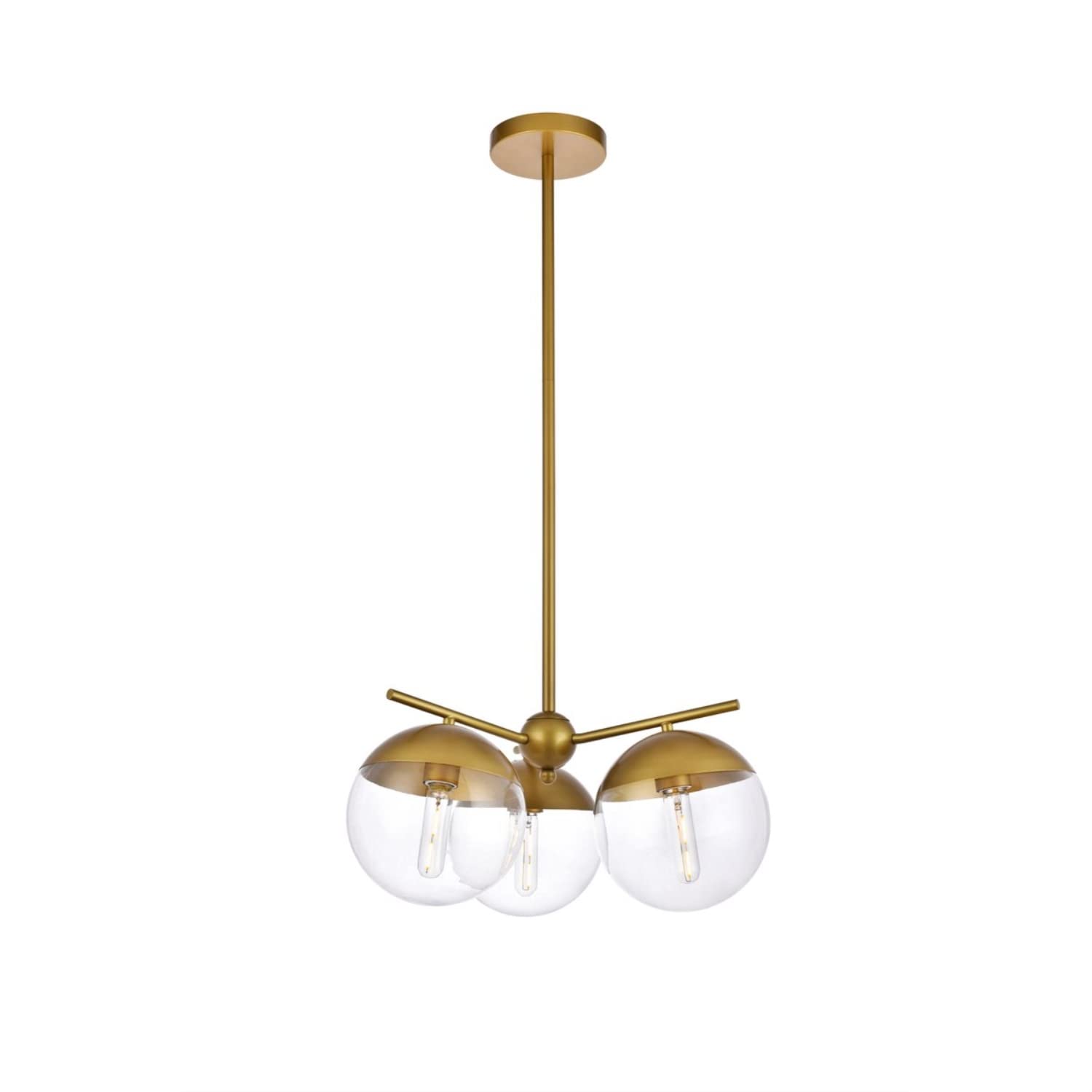 Living District Eclipse 3 Lights Brass Pendant With Clear Glass
