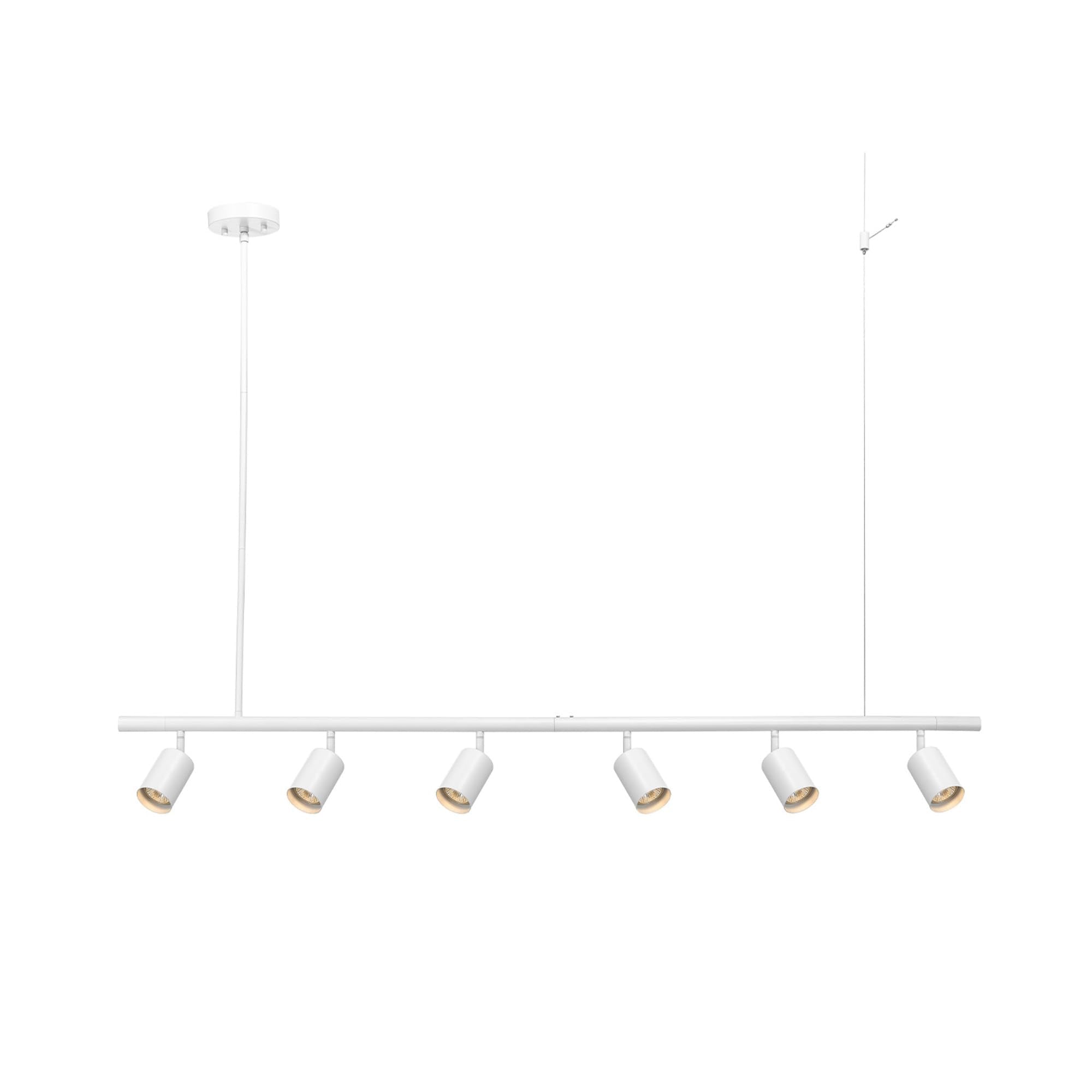 Globe Electric 64000124 55'' 6-Light Adjustable Height Track Lighting, Matte White, Pivoting Track Heads