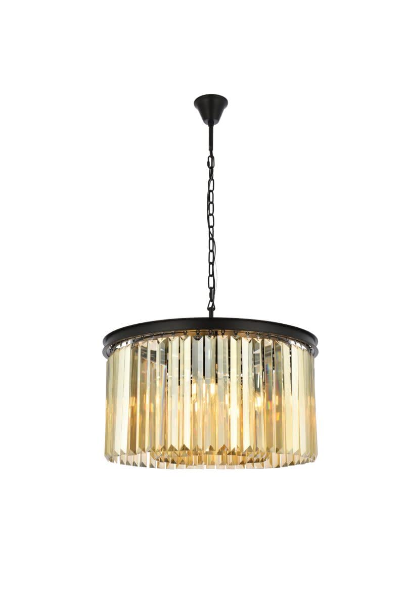 Elegant Lighting Sydney 8 Lt Polished Nickel Chandelier Golden Teak