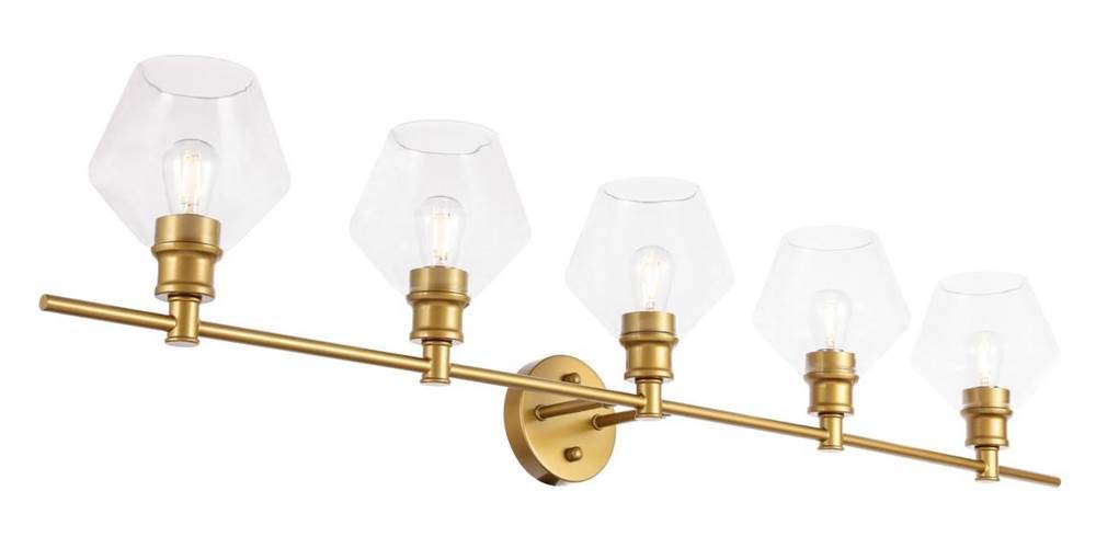 Living District Indoor Modern Home Decorative Bright Ceiling Gene 5 Light Brass and Clear Glass Wall Sconce
