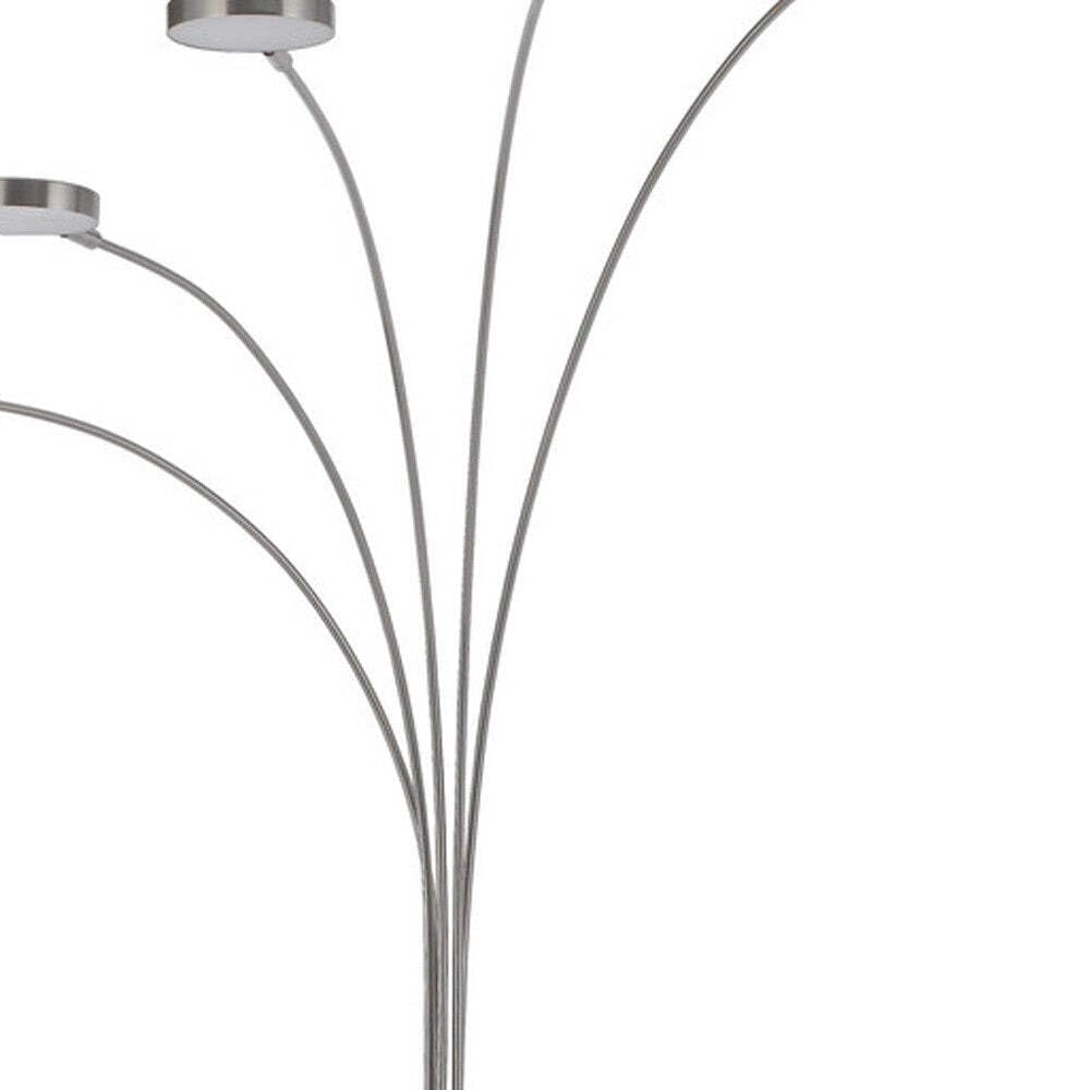 HomeRoots LED Arc Floor Lamp, 82 in., Five Light, Metal, White