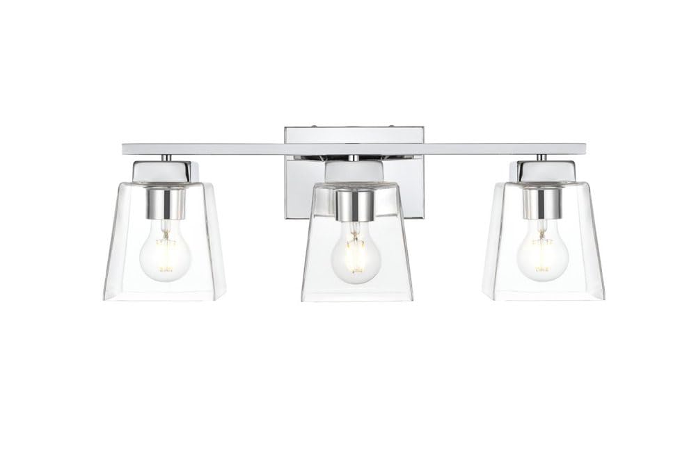Living District Merrick 3-Light Iron & Glass Bath Sconce in Chrome/Clear