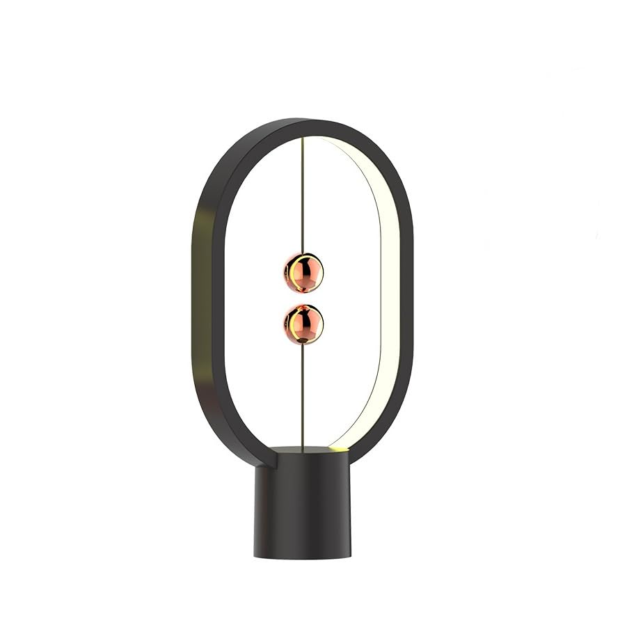 Xhope4u Small Table Lamp - Mini Balance Bedside Nightstand Plug in Night Light for Home, Office, College Dorm (Black)