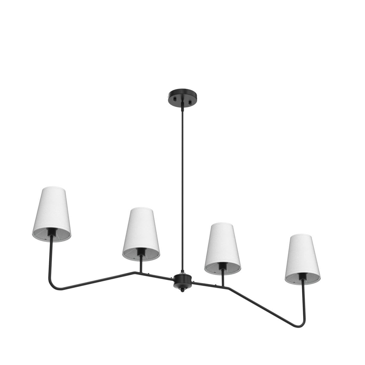 VILUXY Classic Linear Chandelier 4-Light Off-White Fabric Pendant Lighting for Kitchen, Dining, Living Room