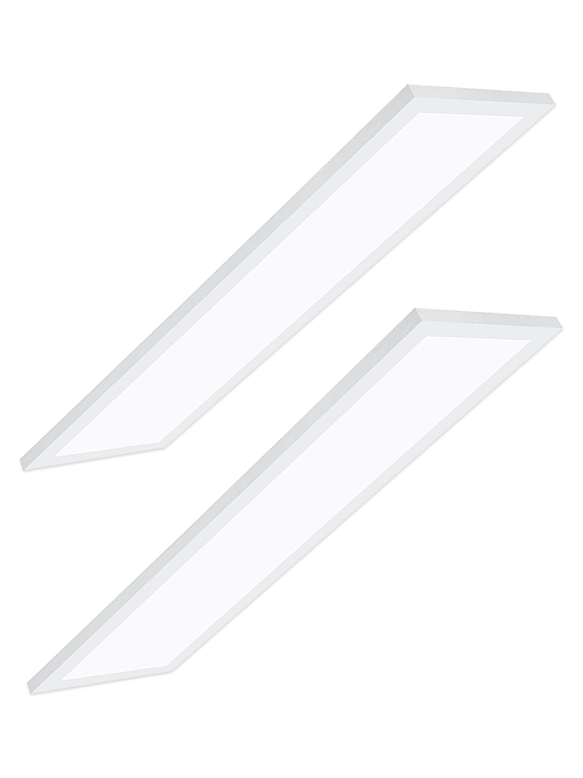 LEONLITE 120V-277V 1x4 FT LED Flat Panel Light Surface Mount, DLC & UL, 0-10V & 10%-100% Dimmable, 4400LM Built-in Driver Commercial Grade Edge-Lit Ceiling Light, 5000K Daylight, White, Pack of 2